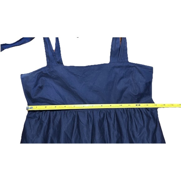 Jason Wu Tiered Embroidered Eyelet Maxi Dress Women Small Shoulder Bow Ties Navy - Picture 9 of 10